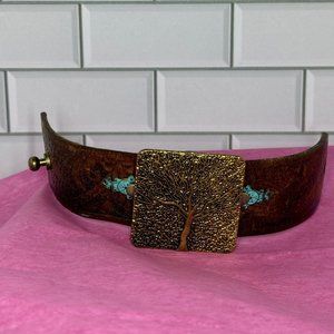 Leather Cuff- Hand Tooled: bohemian with decoration Women's